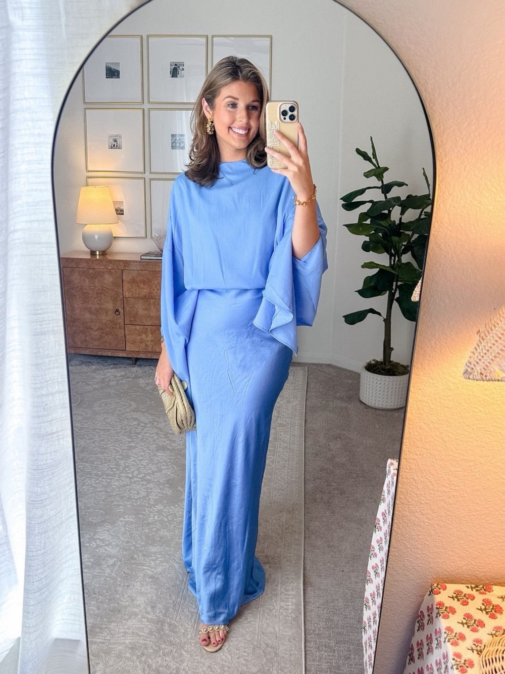 ASOS Sky Blue Maxi Dress with Draped Sleeves